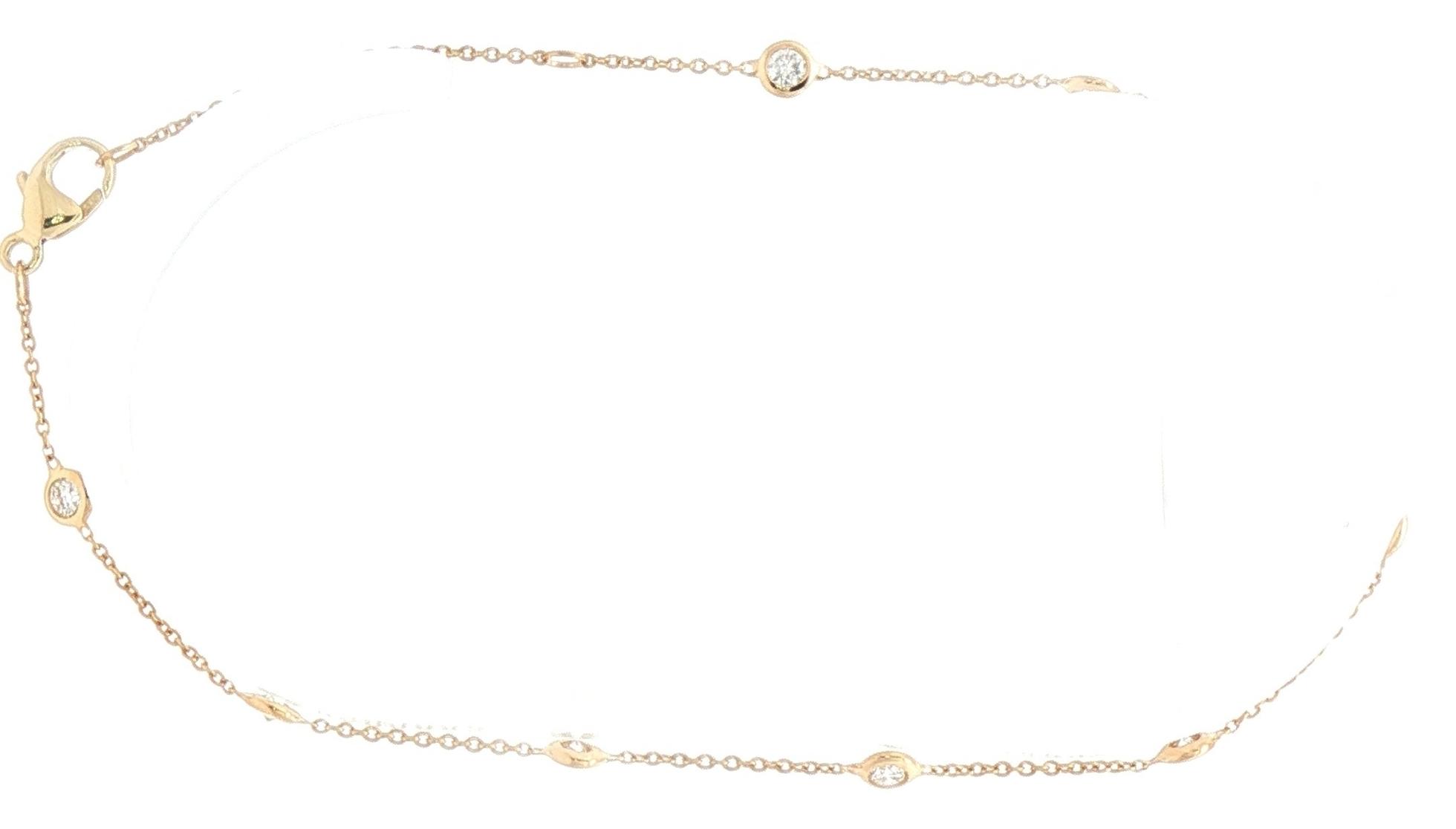 9-Stone By-the-Yard Diamond Station Bracelet in Yellow Gold (0.50cts TWT) side
