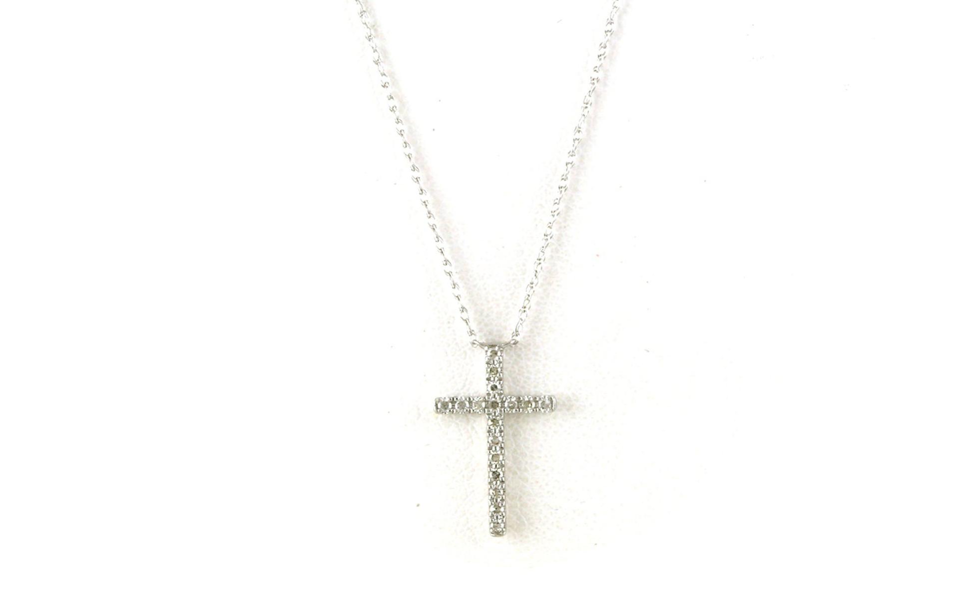 17-Stone Diamond Pave Cross in White Gold (0.10cts TWT)