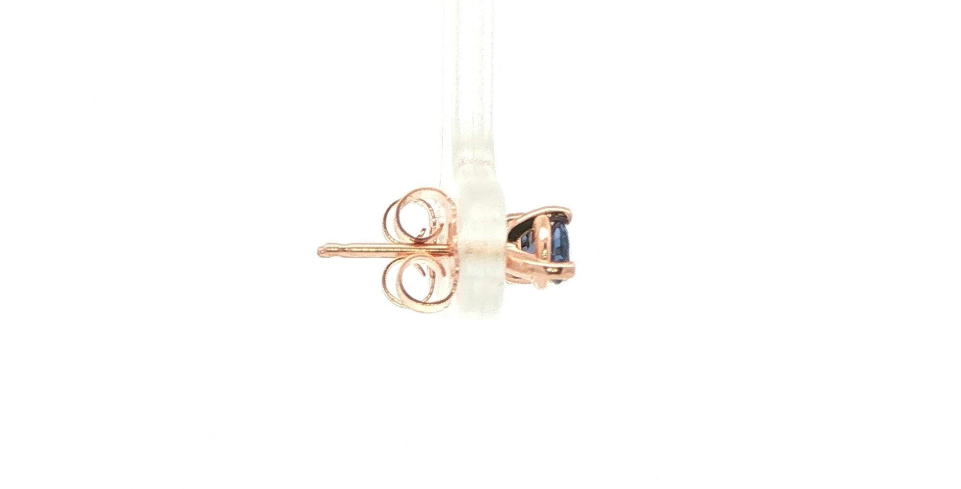 Huckleberry Sapphire Stud Earrings in Three-Prong Settings in Rose Gold (0.42cts TWT) side