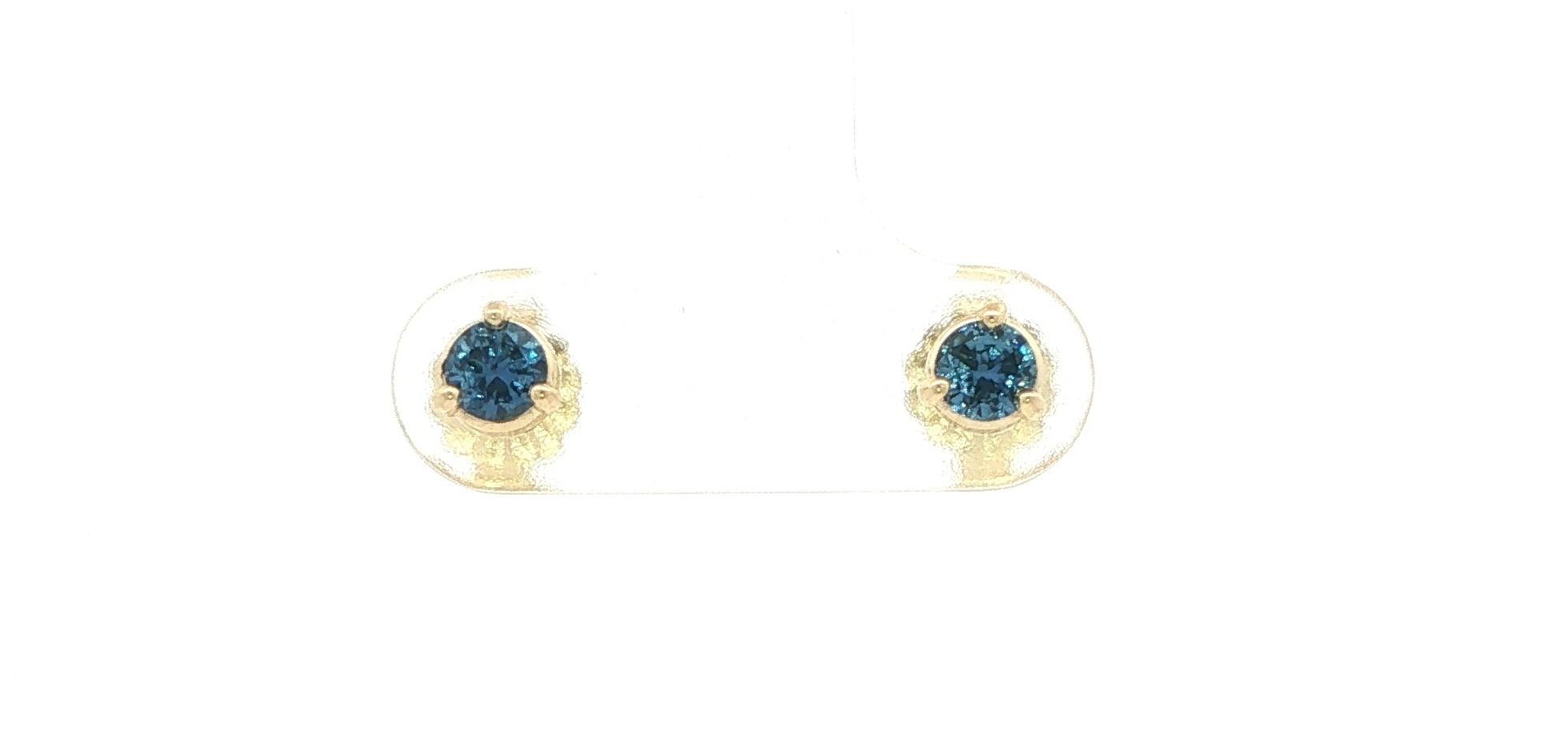 Montana Yogo Sapphire Stud Earrings in 3-Prong Martini Settings in Yellow Gold (0.40cts TWT)