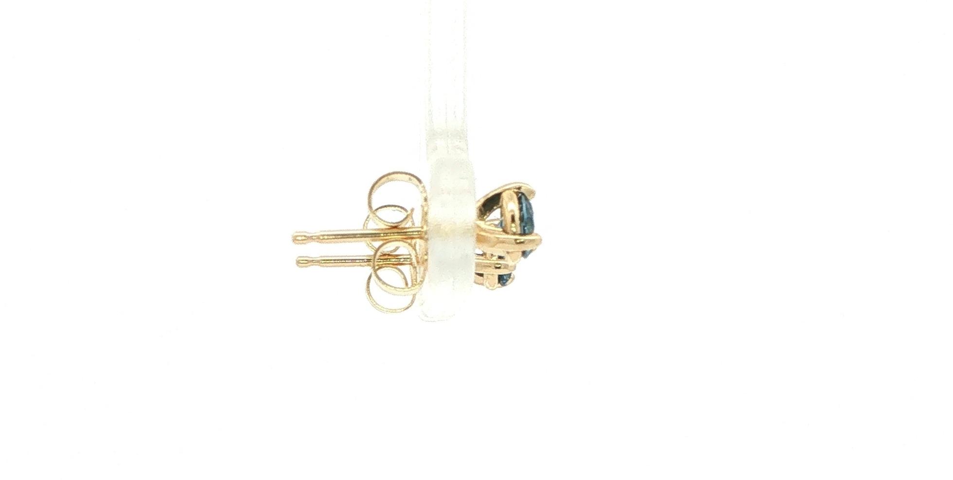 Montana Yogo Sapphire Stud Earrings in 3-Prong Martini Settings in Yellow Gold (0.40cts TWT) side