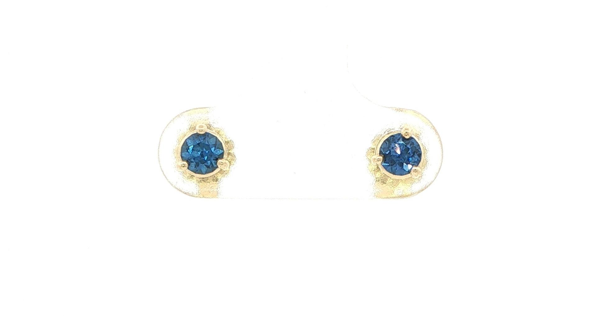 Montana Yogo Sapphire Stud Earrings in 3-Prong Martini Settings in Yellow Gold (0.48cts TWT)