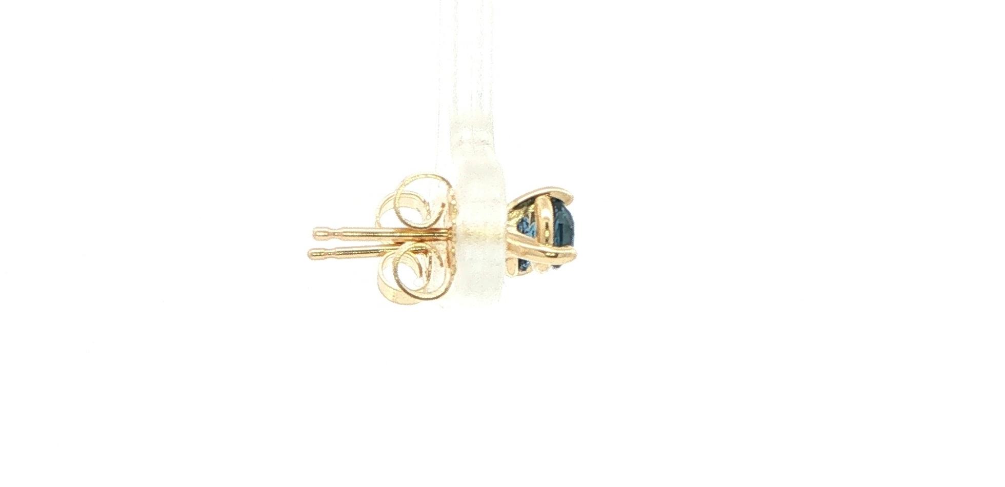 Montana Yogo Sapphire Stud Earrings in 3-Prong Martini Settings in Yellow Gold (0.48cts TWT) side