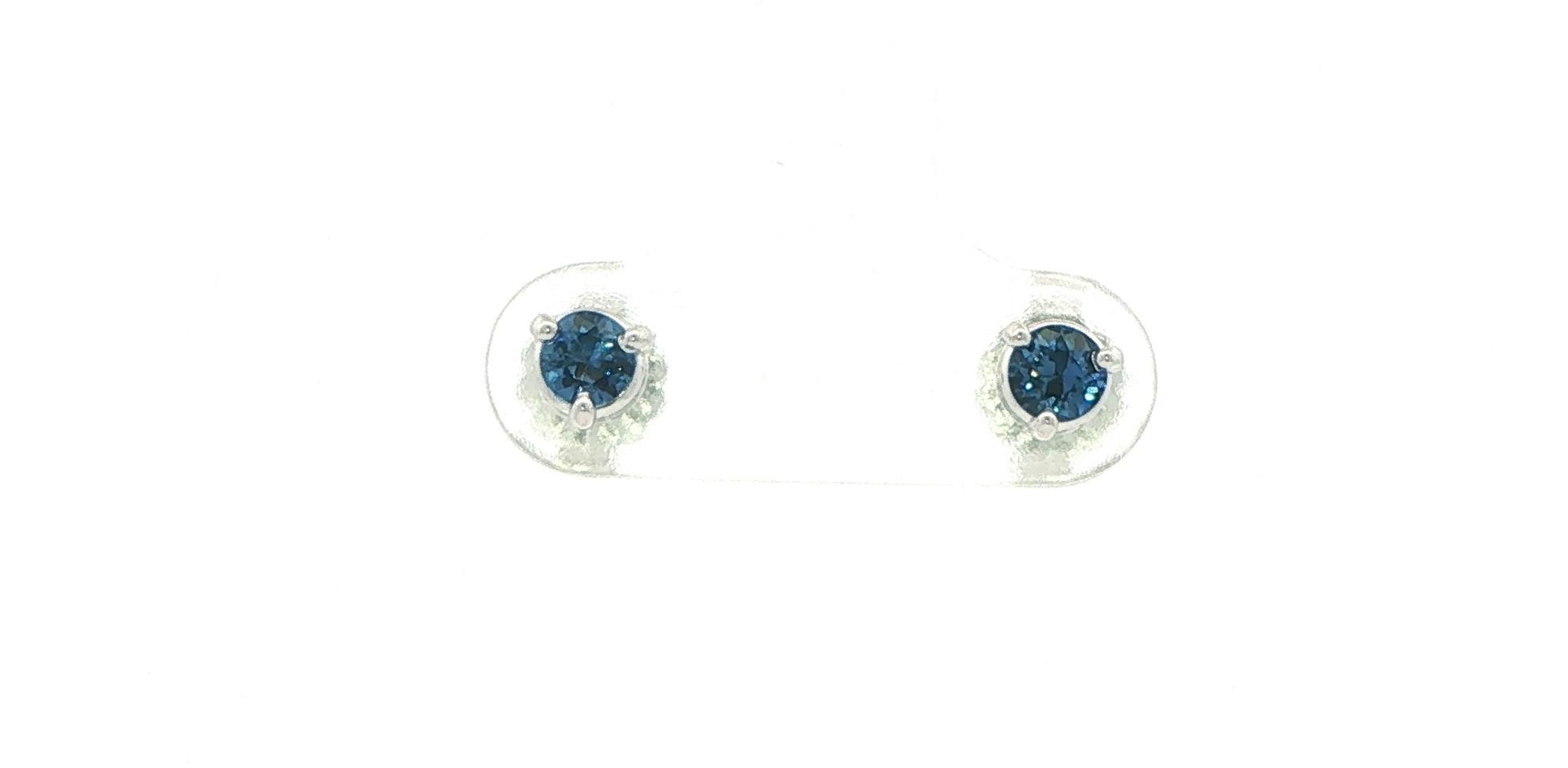 Montana Yogo Sapphire Stud Earrings in 3-Prong Martini Settings in White Gold (0.40cts TWT)