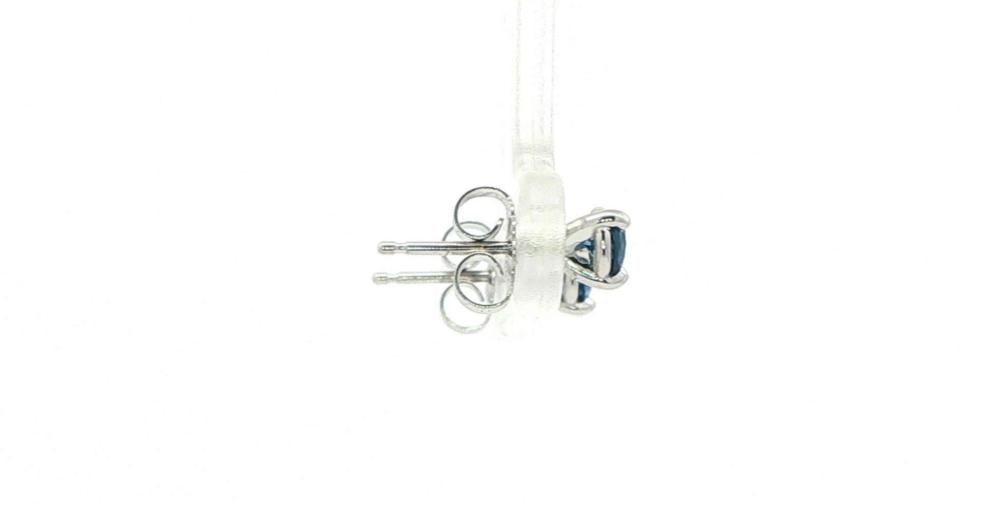 Montana Yogo Sapphire Stud Earrings in 3-Prong Martini Settings in White Gold (0.40cts TWT) side