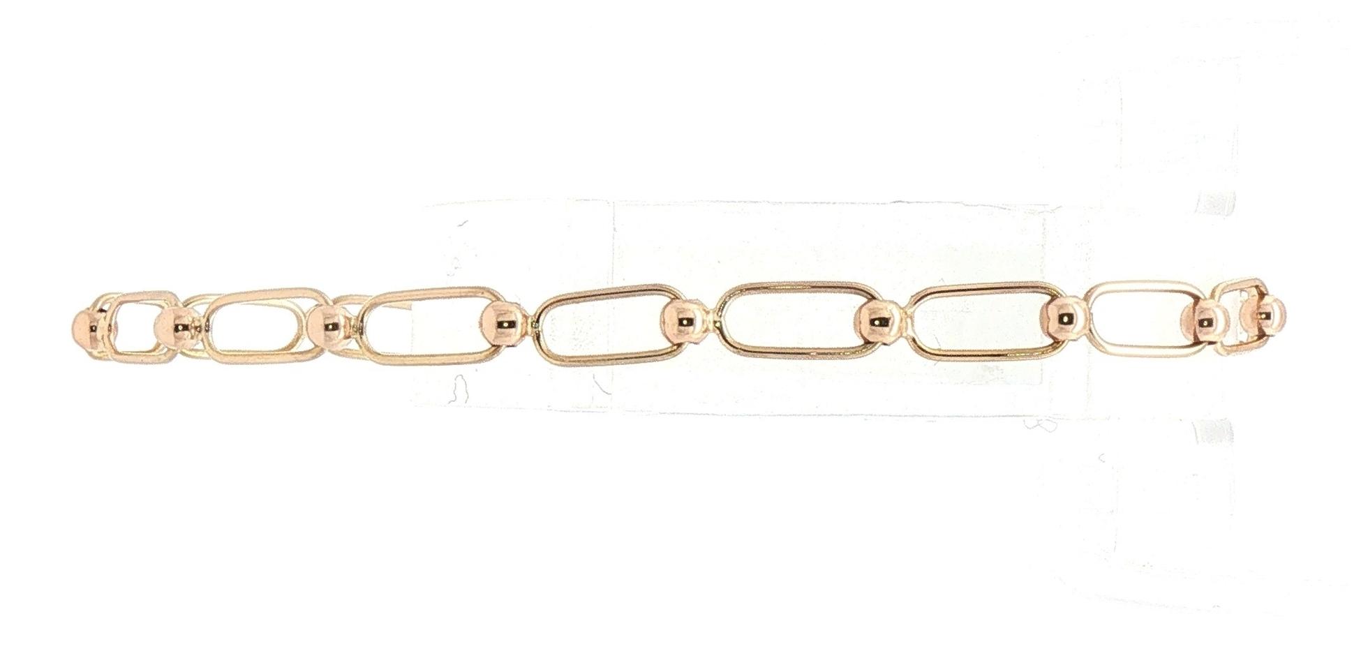 Estate Piece: Beaded Paperclip Chain Bracelet in Yellow Gold