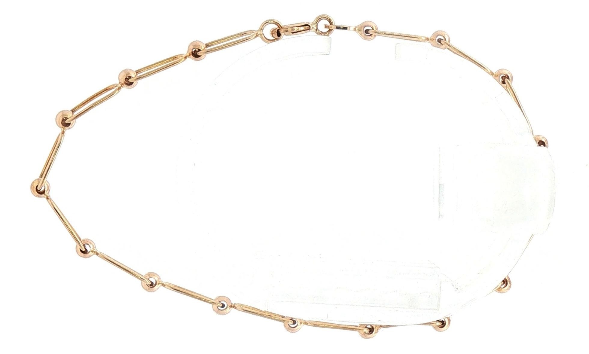 Estate Piece: Beaded Paperclip Chain Bracelet in Yellow Gold side