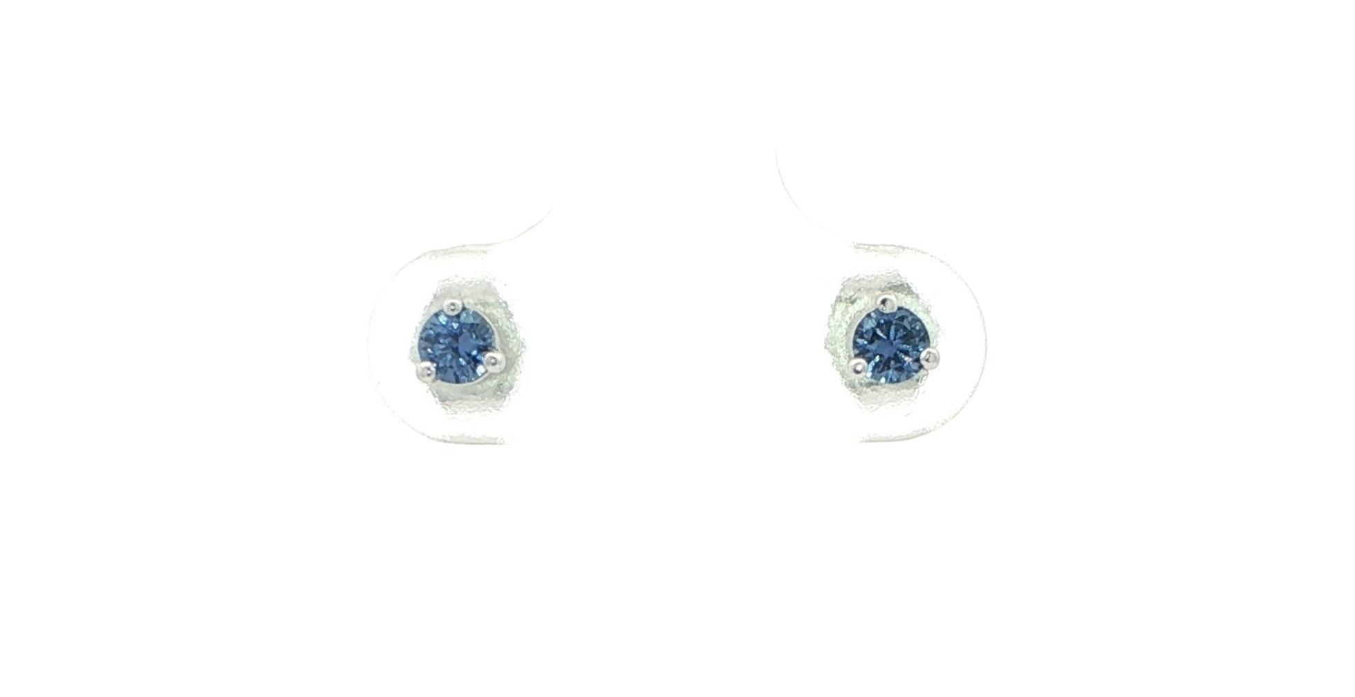 Montana Yogo Sapphire Stud Earrings in 3-Prong Martini Settings in White Gold (0.25cts TWT)