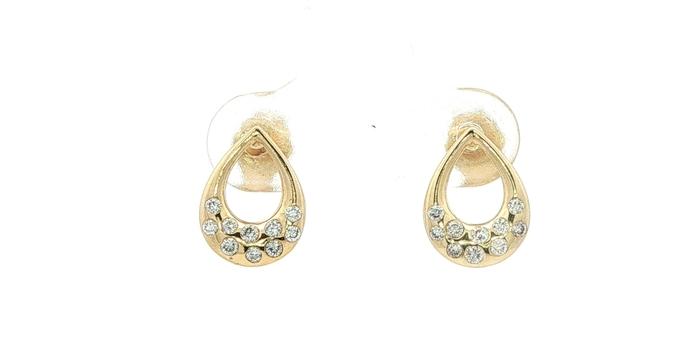 content/products/Open Teardrop Scattered Diamond Stud Earrings in Yellow Gold (0.20cts TWT)