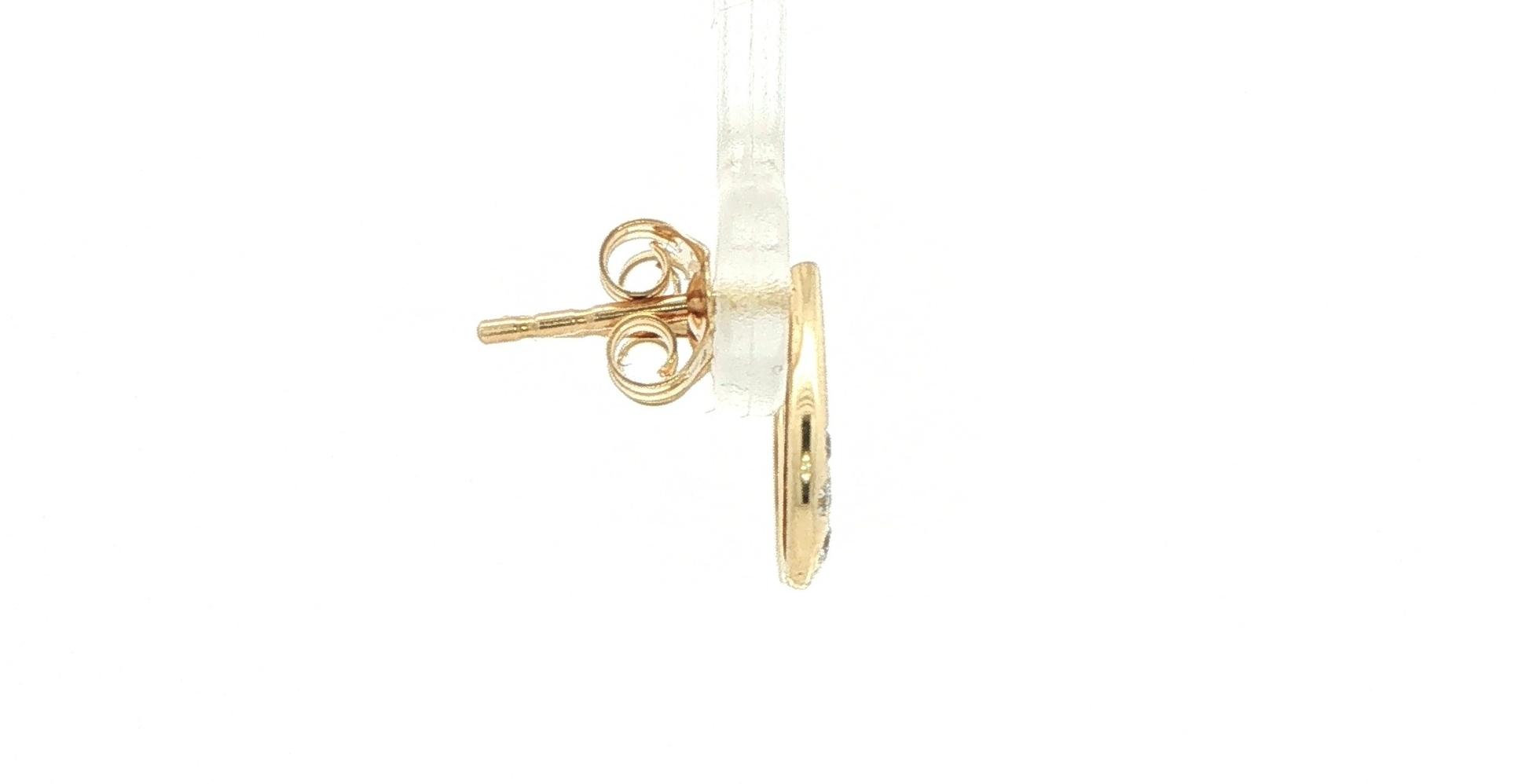 Open Teardrop Scattered Diamond Stud Earrings in Yellow Gold (0.20cts TWT) side