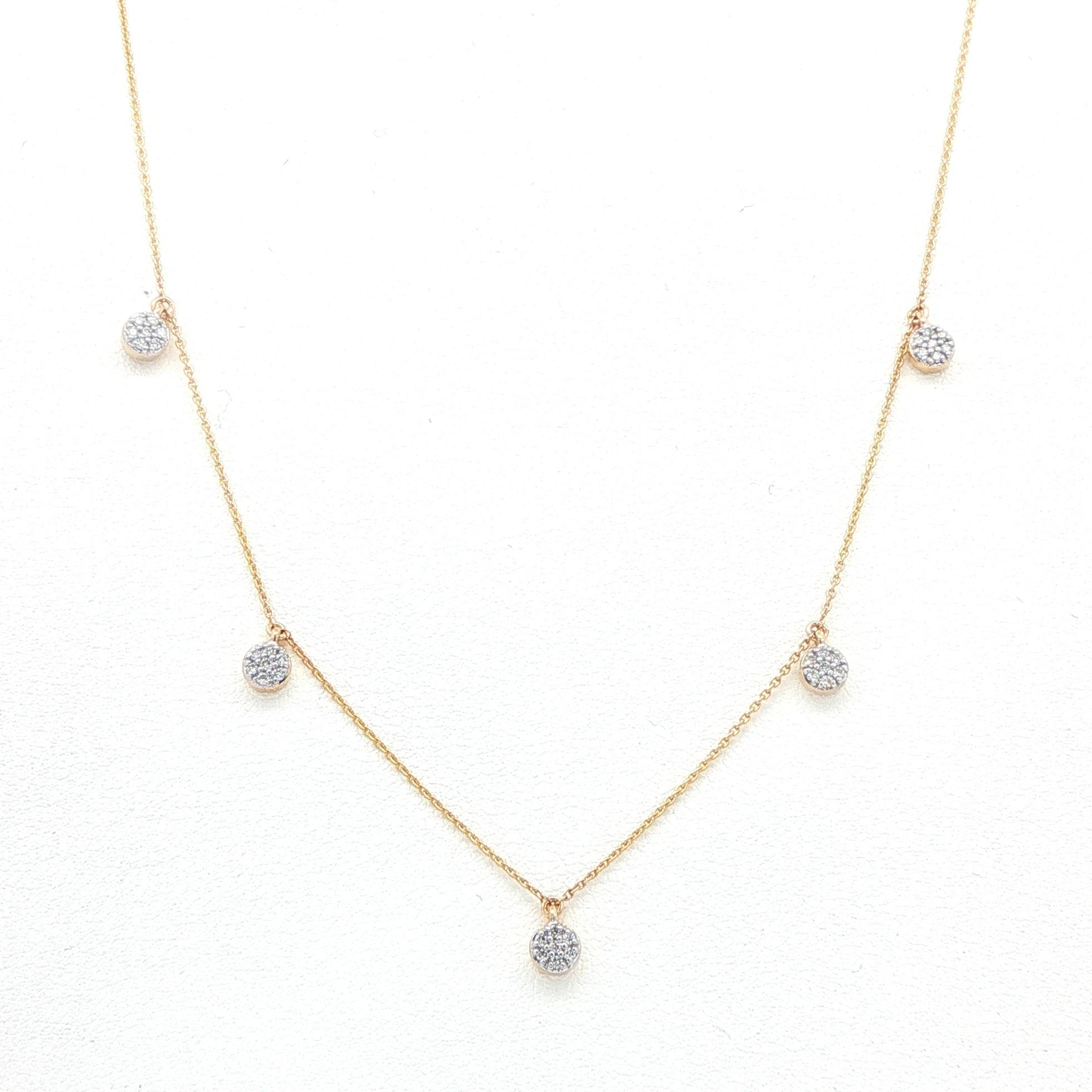 Diamond Pave Dangle Station Necklace in Yellow Gold (0.12cts TWT)