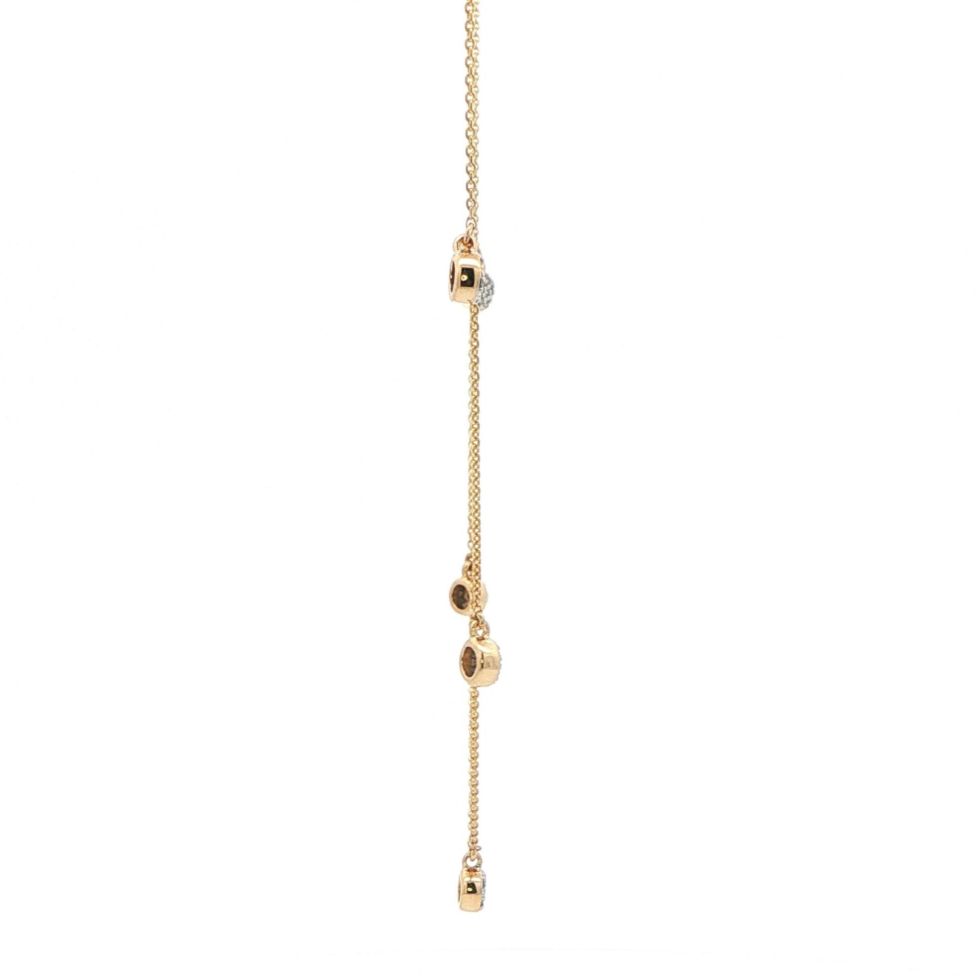 Diamond Pave Dangle Station Necklace in Yellow Gold (0.12cts TWT) side