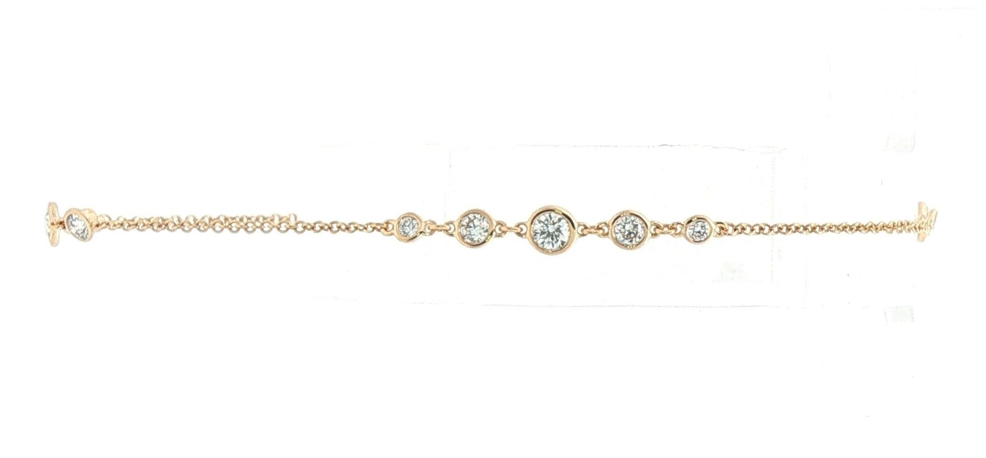 Graduated Bezel Diamond Station Bracelet in Yellow Gold (0.50cts TWT)