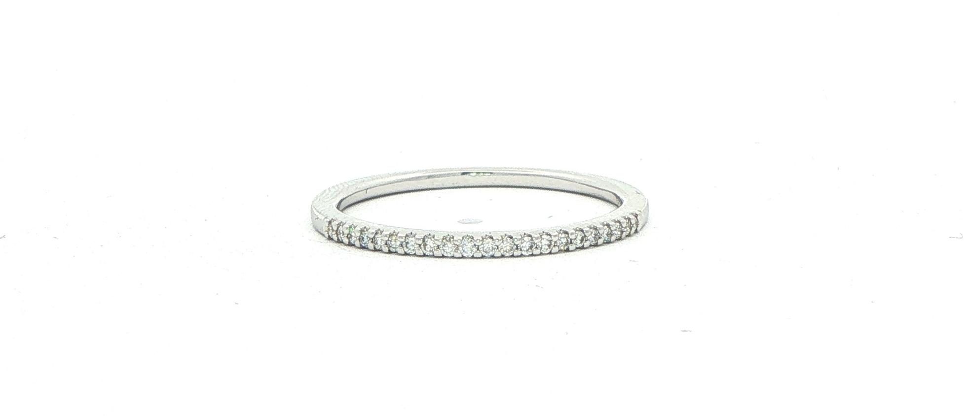 21-Stone Pave Diamond Ring in White Gold (0.09cts TWT)