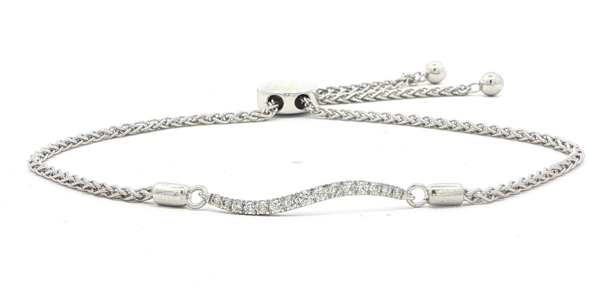 Diamond Wave Bolo Chain Bracelet in Sterling Silver (0.20cts TWT)