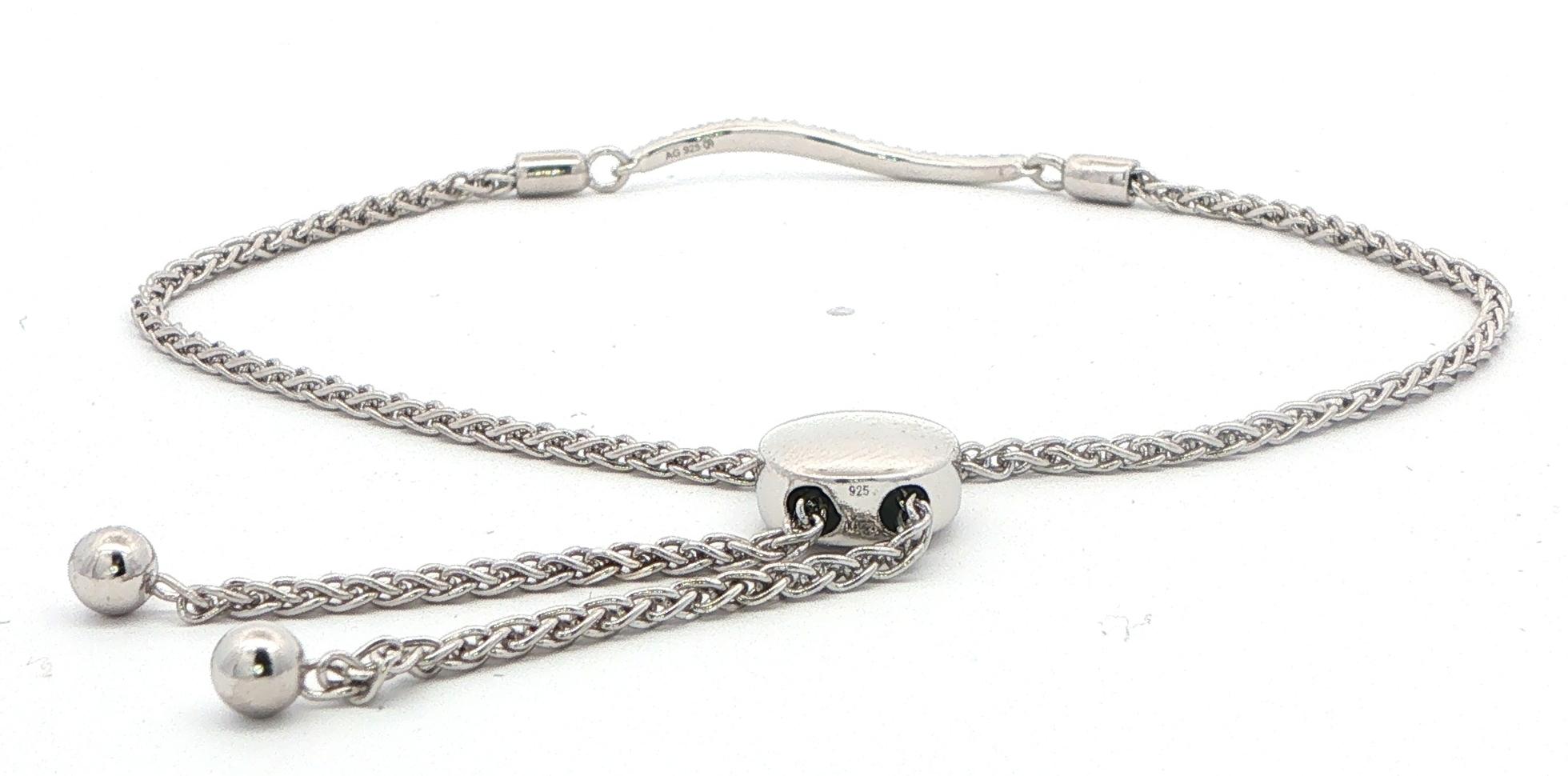 Diamond Wave Bolo Chain Bracelet in Sterling Silver (0.20cts TWT) back