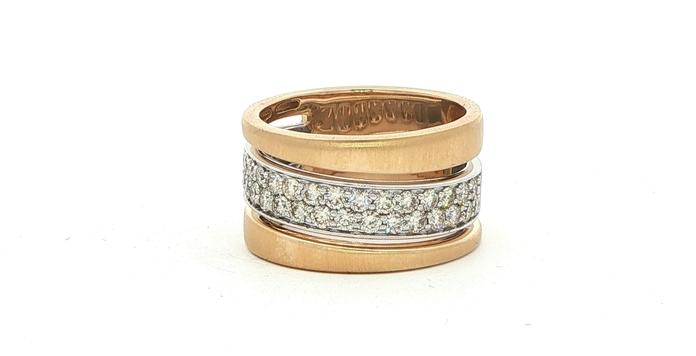content/products/Wide Pave Diamond Angled Three-Band Ring with Satin Finish in Two-tone Yellow and White Gold (0.75cts TWT)