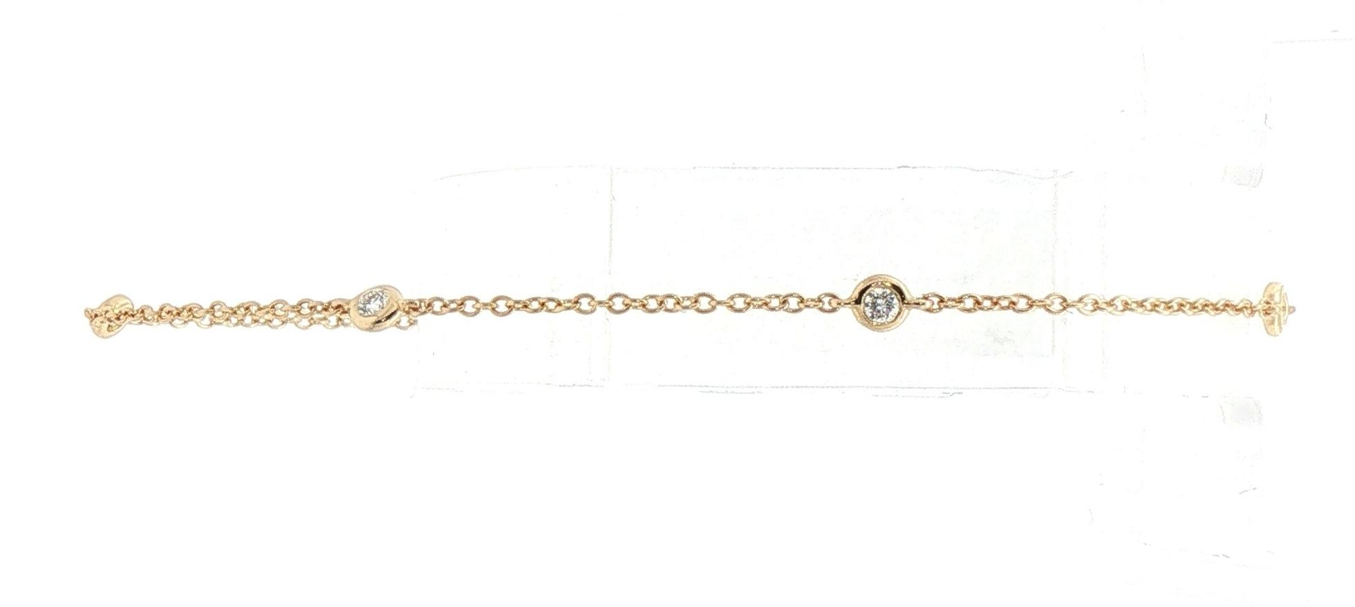 Bezel-Set Diamond Chain Station Bracelet in Yellow Gold (0.14cts TWT)