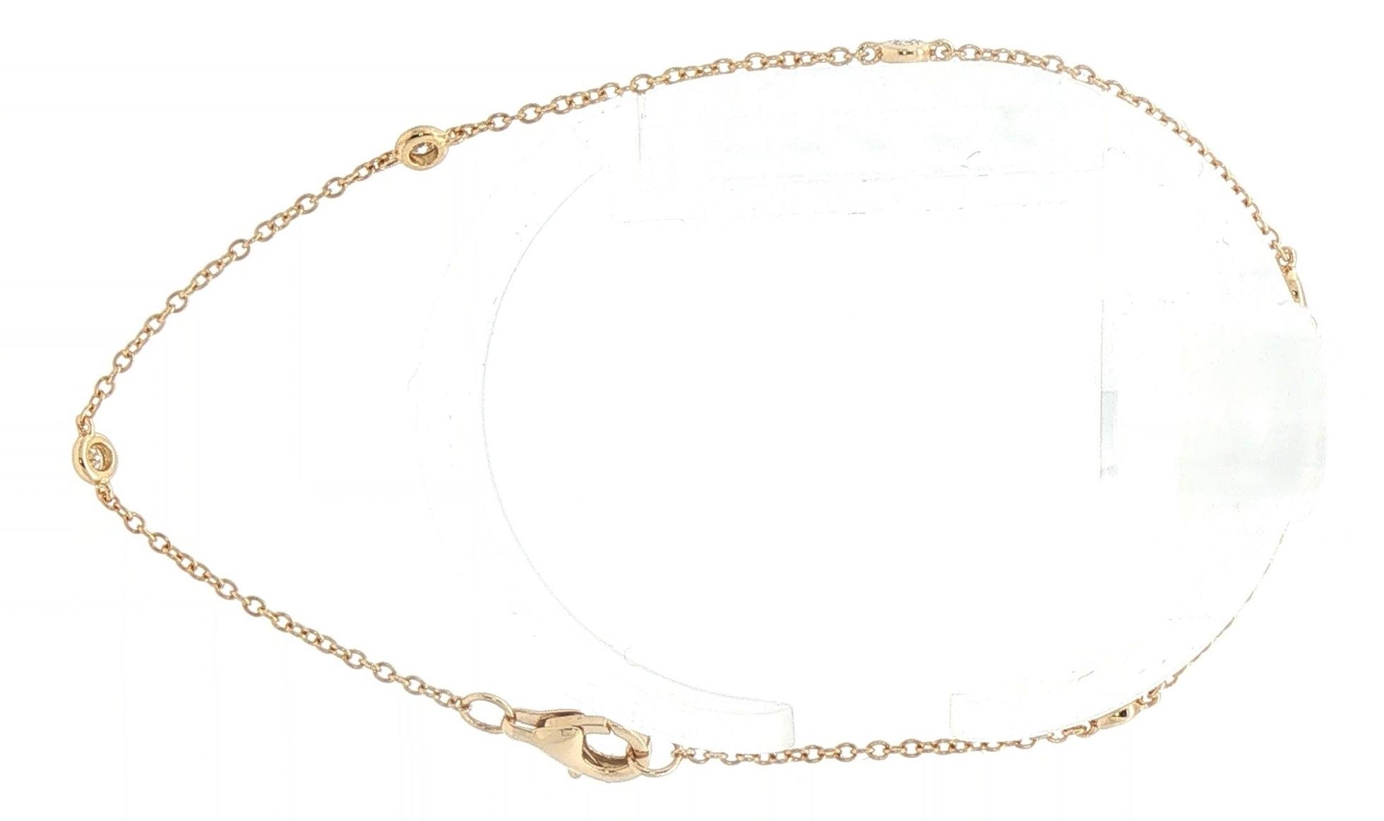 Bezel-Set Diamond Chain Station Bracelet in Yellow Gold (0.14cts TWT) side