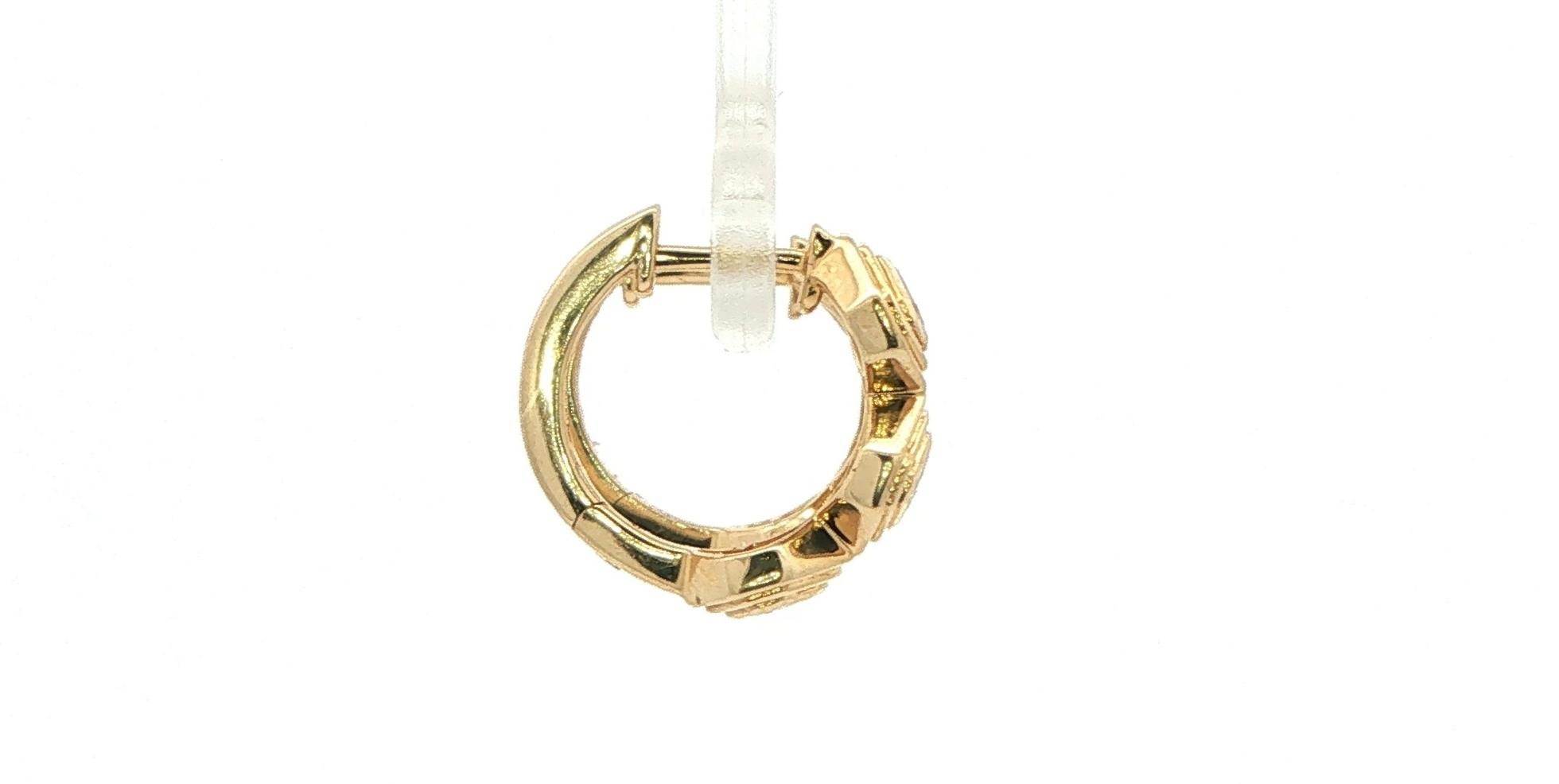Geometric Framed Emerald-cut Diamond Hoop Earrings Yellow Gold (0.46cts TWT) side