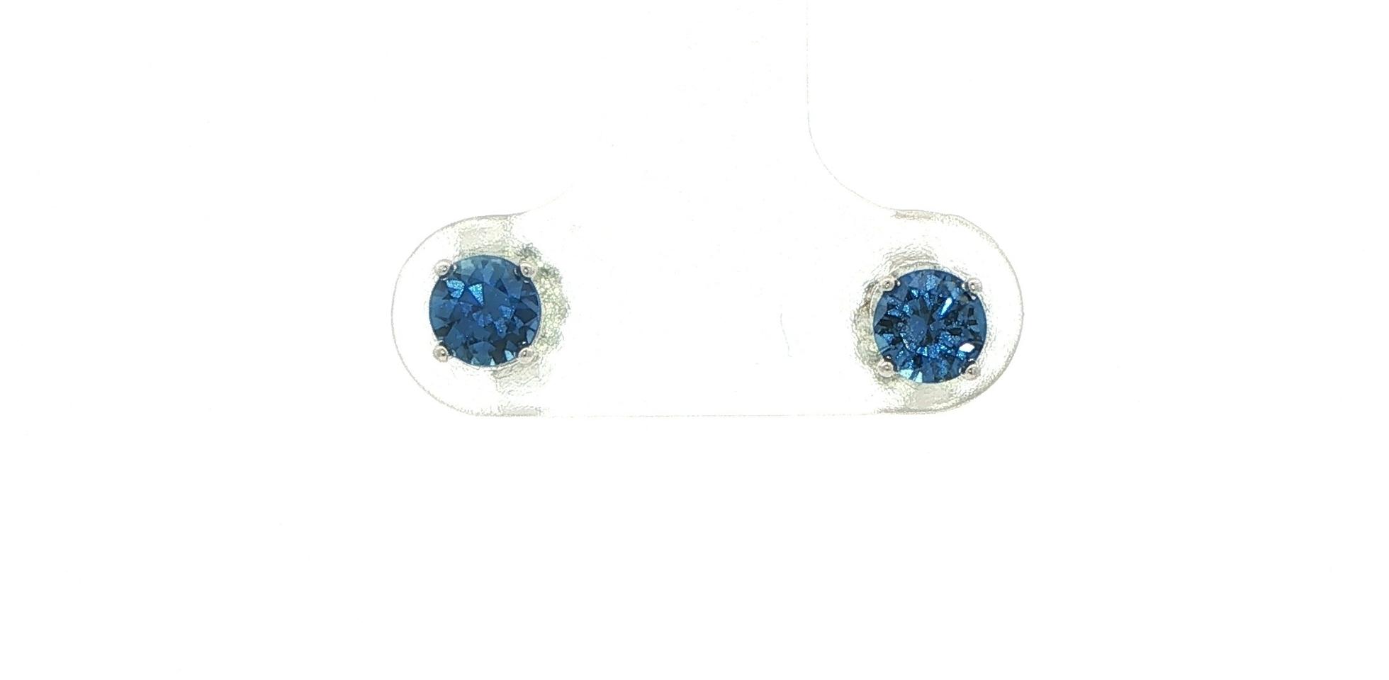 Estate Piece: Montana Yogo Sapphire Stud Earrings in 4-Prong Settings in White Gold (0.74cts TWT)