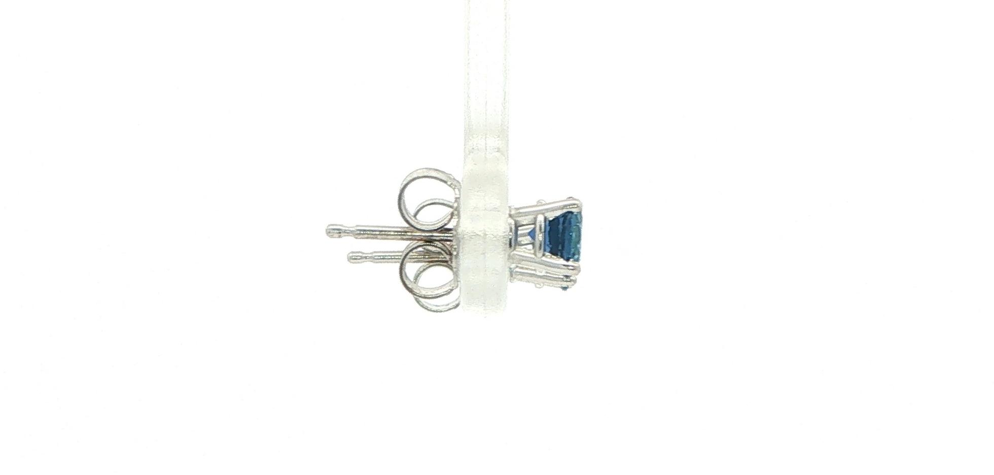 Estate Piece: Montana Yogo Sapphire Stud Earrings in 4-Prong Settings in White Gold (0.74cts TWT) side