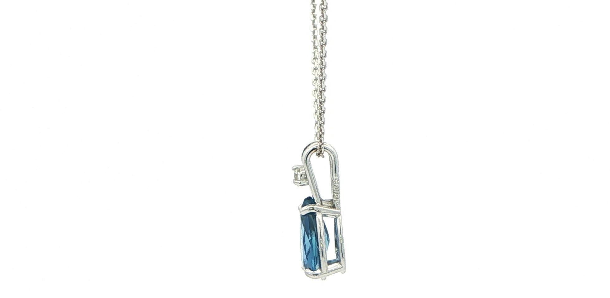 Pear-Cut Montana Yogo Sapphire Pendant Necklace with Diamond Accent in White Gold (0.90cts TWT) side