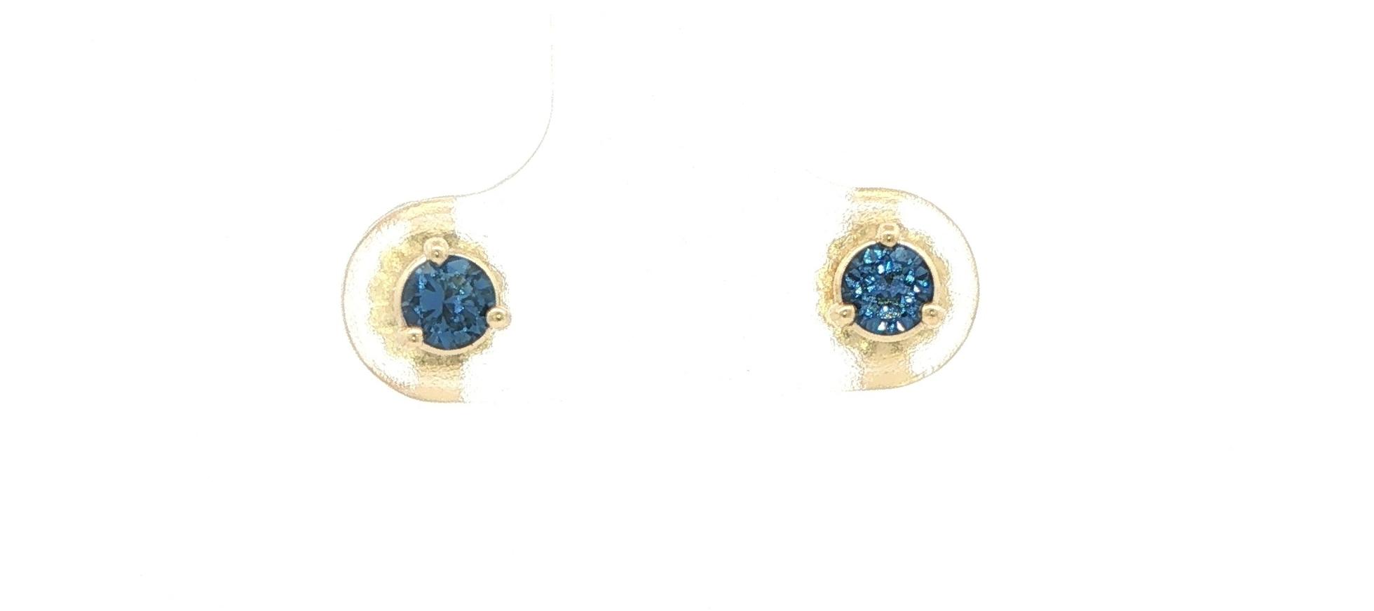 Montana Yogo Sapphire Stud Earrings in 3-Prong Martini Settings in Yellow Gold (0.38cts TWT)