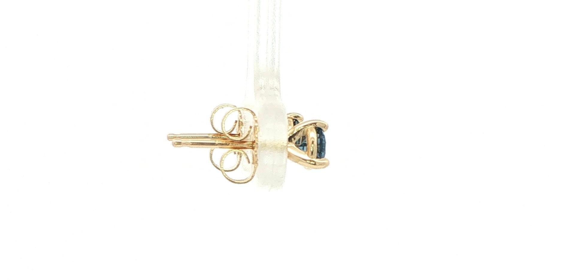 Montana Yogo Sapphire Stud Earrings in 3-Prong Martini Settings in Yellow Gold (0.38cts TWT) side