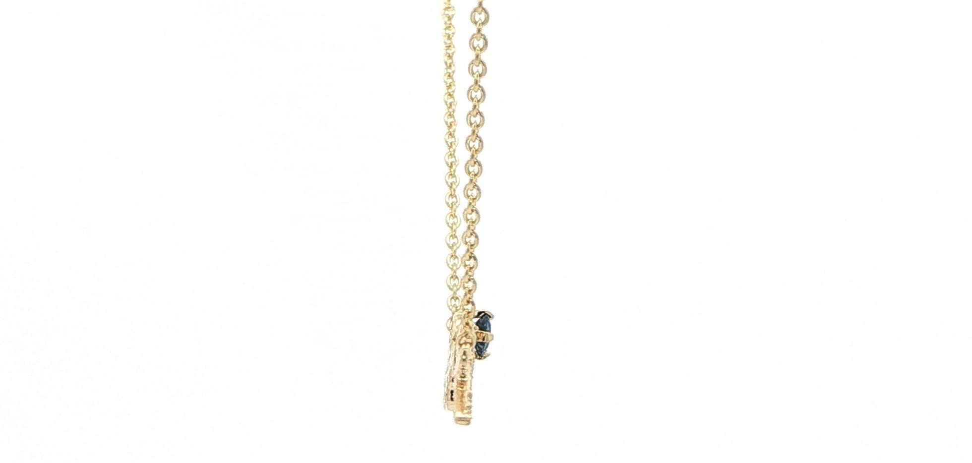Montana Yogo Sapphire and Diamond Mountain Charm Necklace in Yellow Gold (0.35cts TWT) side