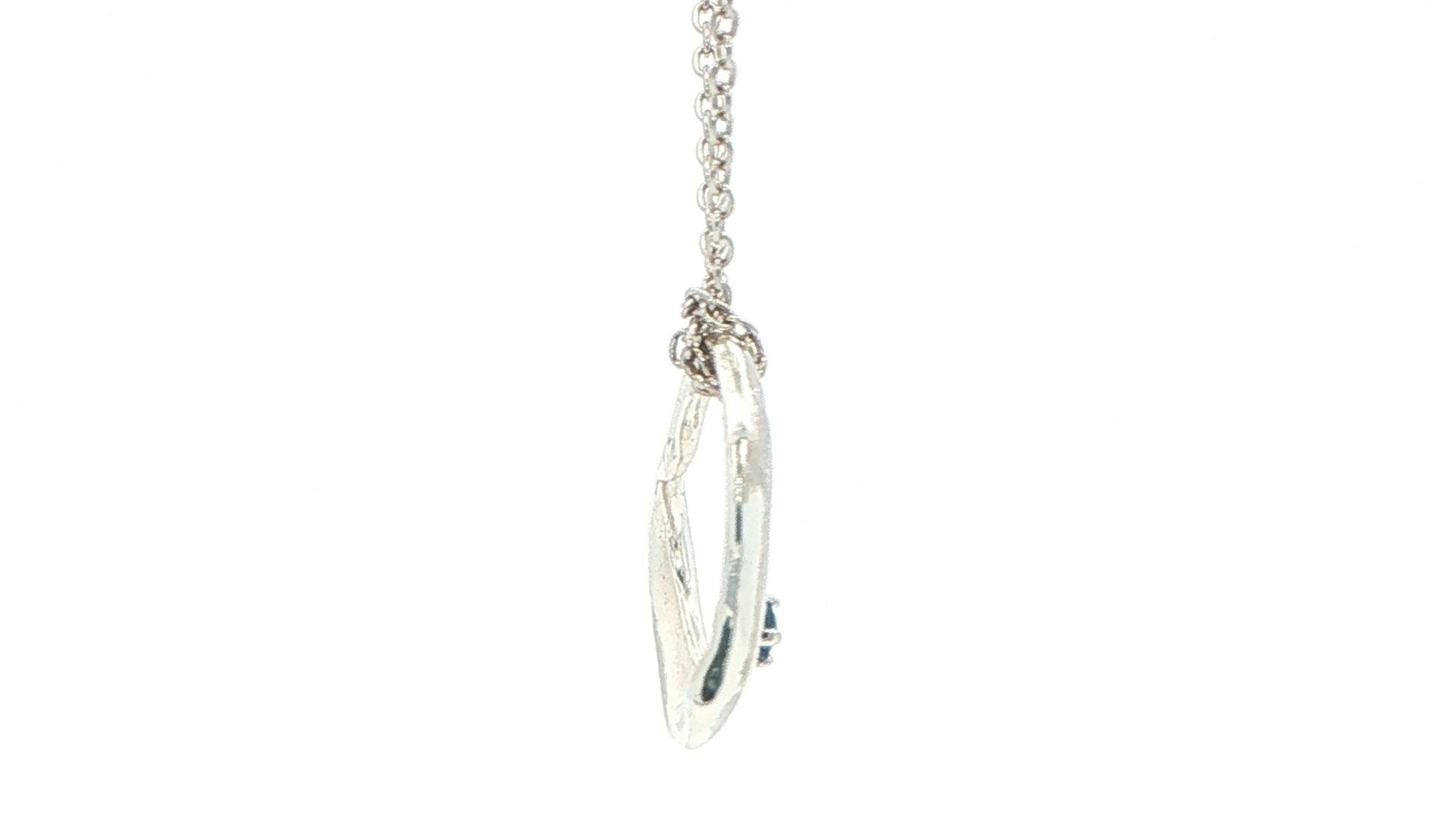 Open Heart Montana Yogo Sapphire Charm Necklace in Sterling Silver (0.05cts) side